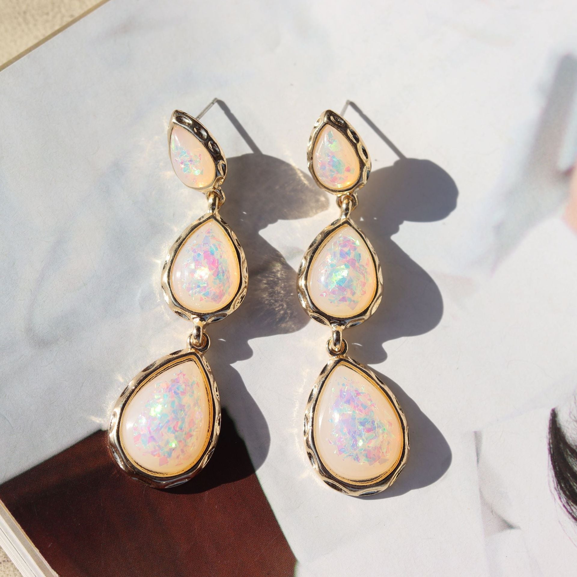 Temperamental Personalized And All-match Resin Colorful Water Drop Ear Studs Maisonore