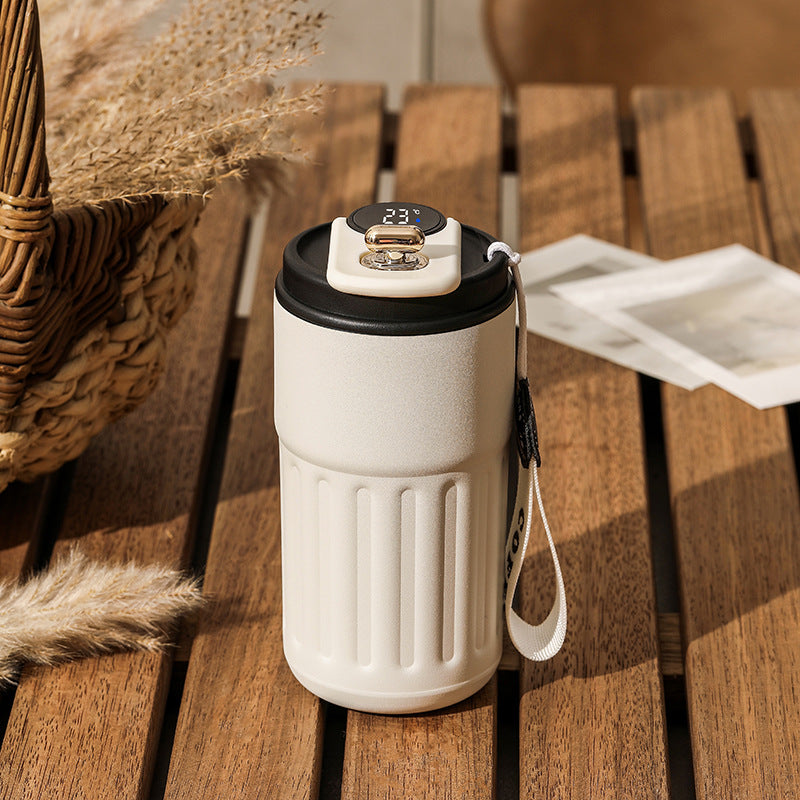 Smart Digital Thermal Bottle Portable Coffee Mug Stainless Steel Water Bottle In-Car Insulated Cup Keep Cold Vacuum Flasks 450ml Maisonore