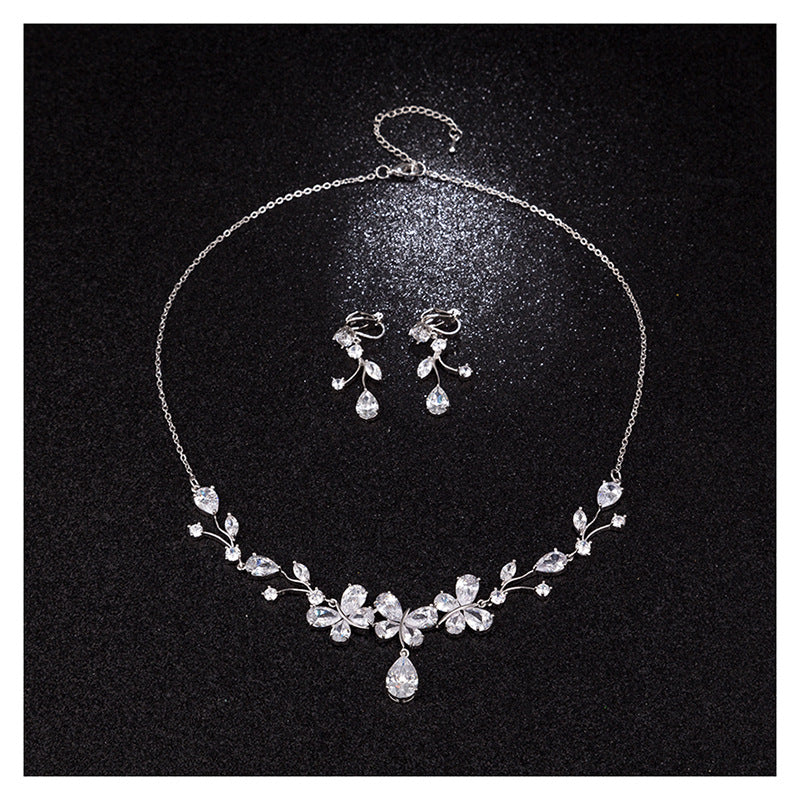 New Bridal Necklace And Earrings Suite Butterfly Zircon maisonore shop