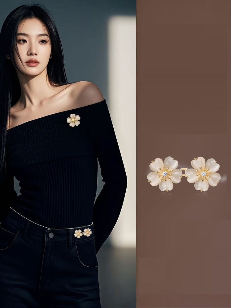 Cherry Blossom Belt Buckle Brooch For Women Maisonore