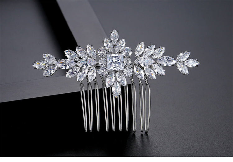 S925 Pure Silver Moissanite Fashionable New Bride Hair Comb Light Luxury Headwear Maisonore