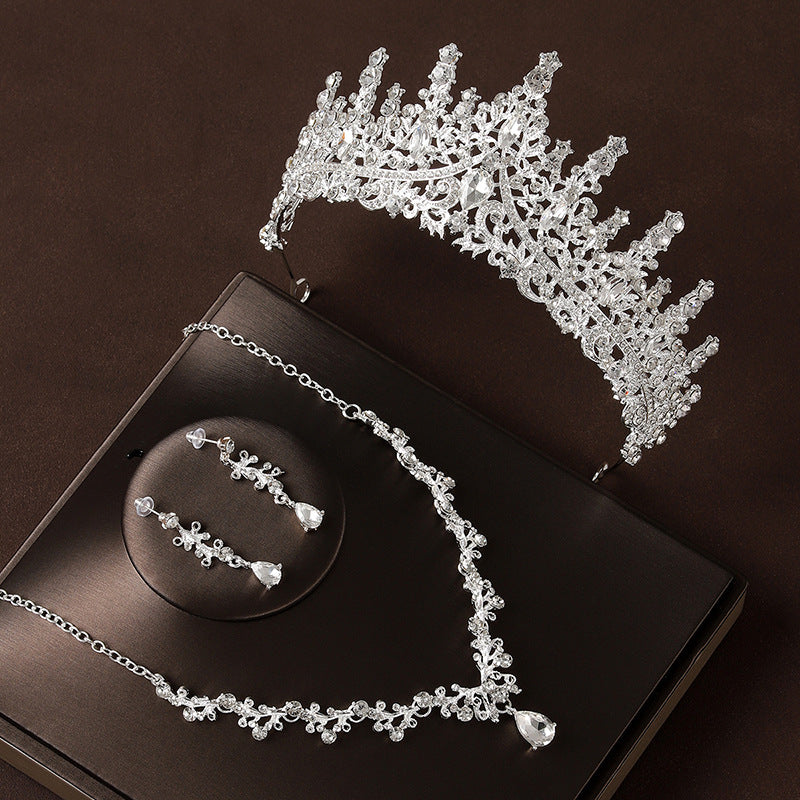 Retro Atmospheric Rhinestone Birthday Crown Hair Accessories Three-piece Suit maisonore shop