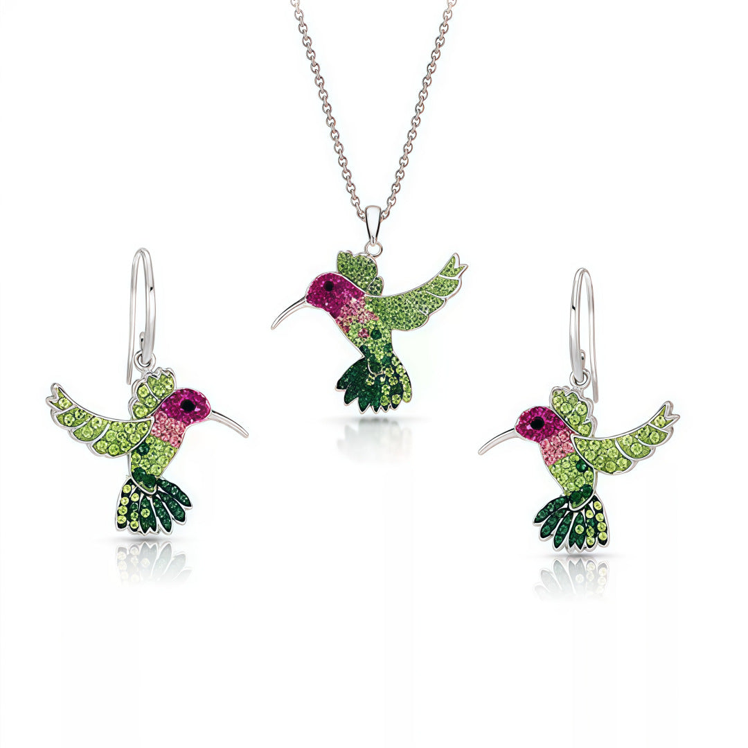 European And American Retro Creative Colorful Hummingbird Shape Diamond Fashion Women's Earrings Maisonore