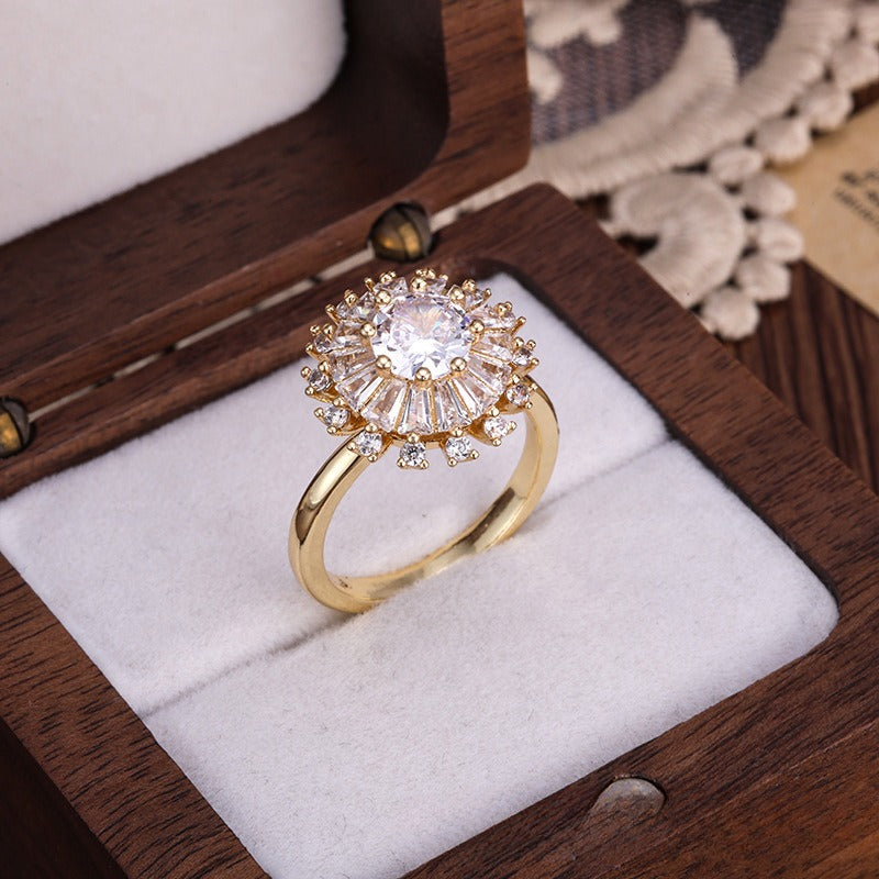 Temperament Super Shiny SUNFLOWER Simple And Stylish Personality Ring Maisonore