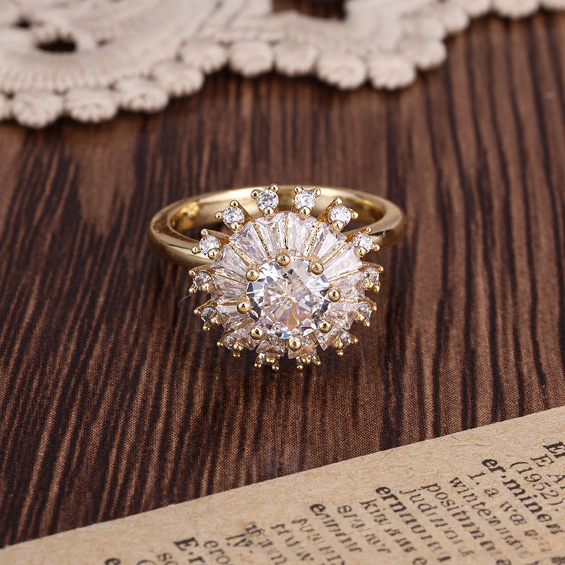 Temperament Super Shiny SUNFLOWER Simple And Stylish Personality Ring Maisonore