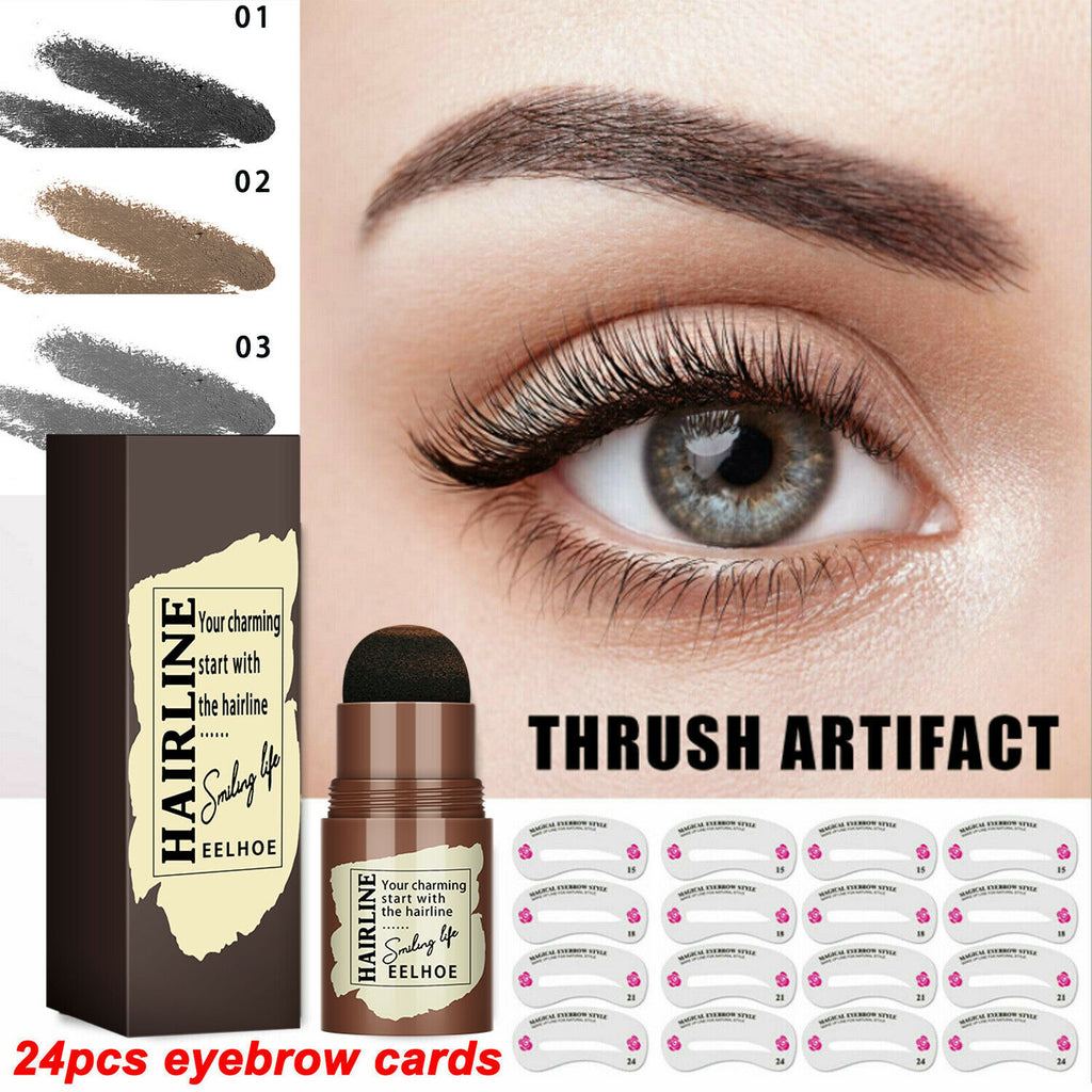 Eyebrow Stamp Stencil Kit, 24 Pc Eyebrow Shaping Stencils, Long-lasting Eyebrow Brow Definer, Perfect Make-up Reusable Kit Maisonore