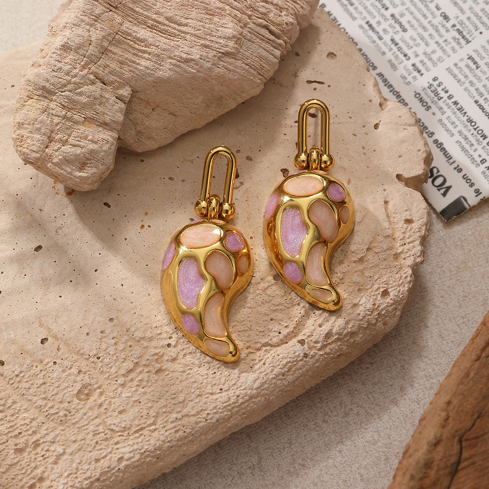 Elegant Drop-shaped Design Earrings U-shaped Buckle Stainless Steel Drop Oil Maisonore