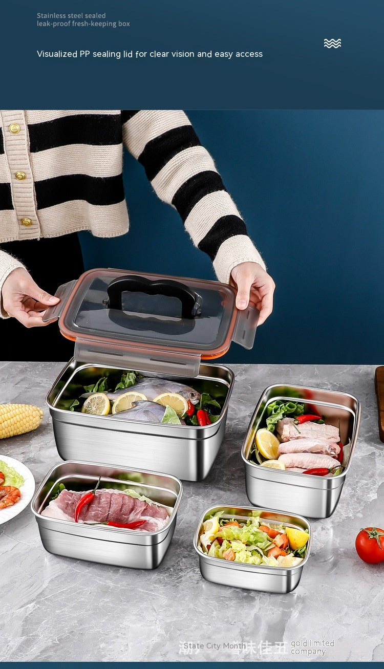 Stainless Steel Crisper Sealed Refrigerator Freezing Storage Box Maisonore