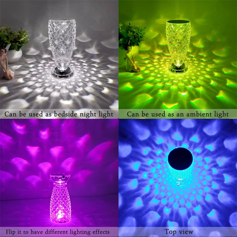 Fish Scale Lamp With USB Port LED Rechargeable Touch Night Light Crystal Lamp For Bedroom Living Room Party Dinner Home Decor Creative Lights eprolo
