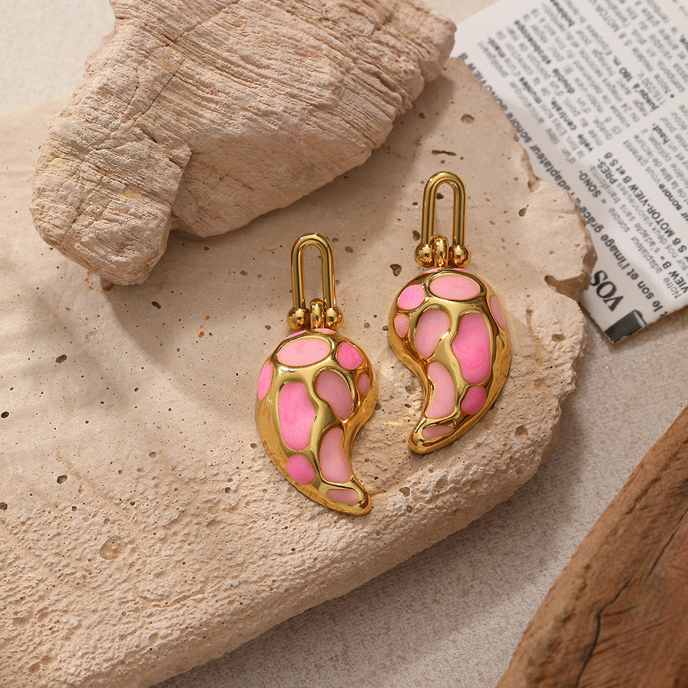 Elegant Drop-shaped Design Earrings U-shaped Buckle Stainless Steel Drop Oil Maisonore