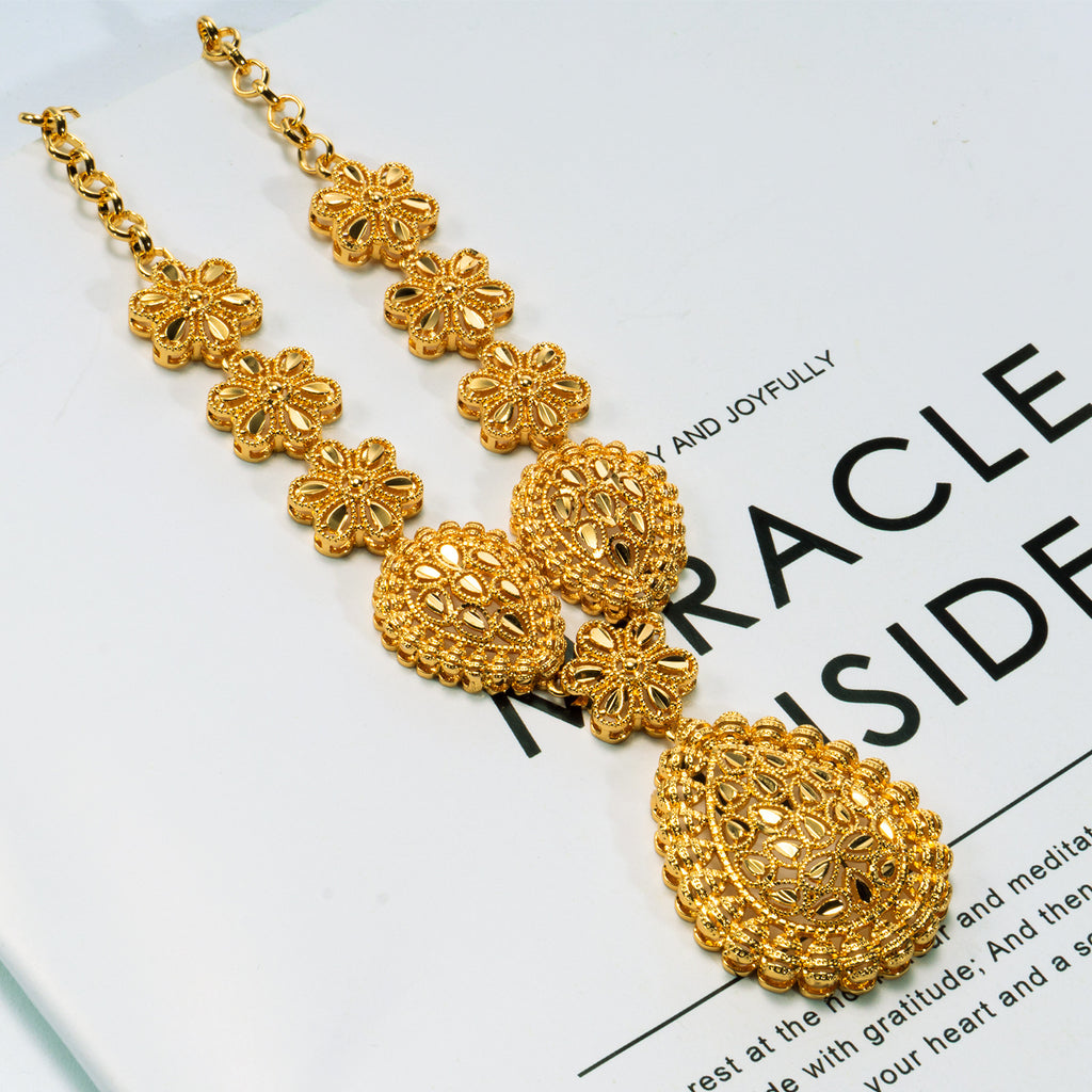 24K Gold Plated Bridal Necklace Two-piece Earrings Set India Dubai maisonore shop