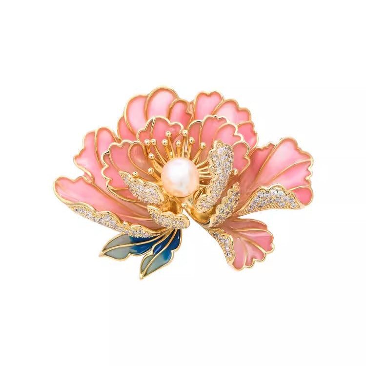 High-end Women's Exquisite Chinese-style Pearl Ornament Peony Brooch Maisonore