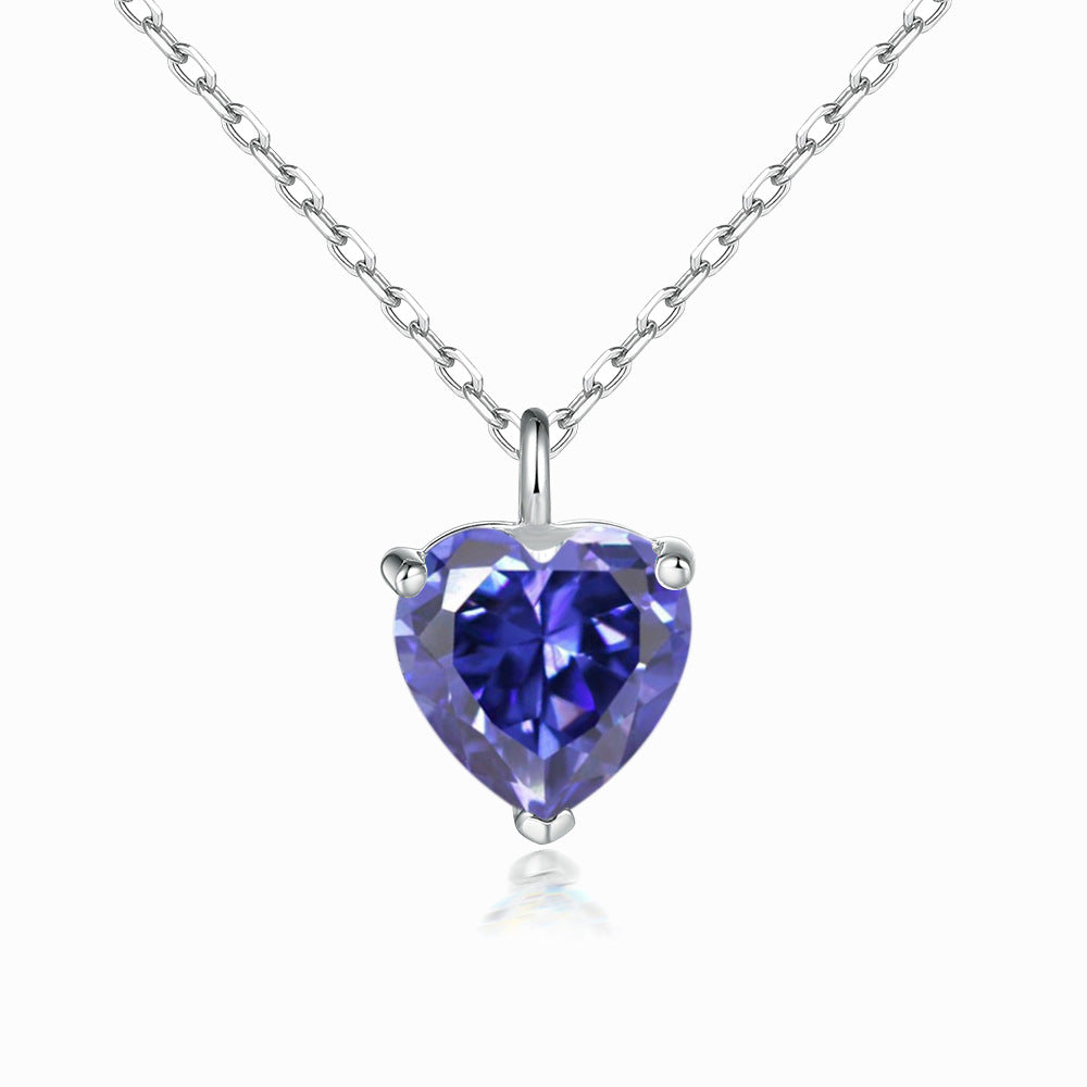 Simple Heart-shaped Zircon Pendant Necklace Versatile Maisonore