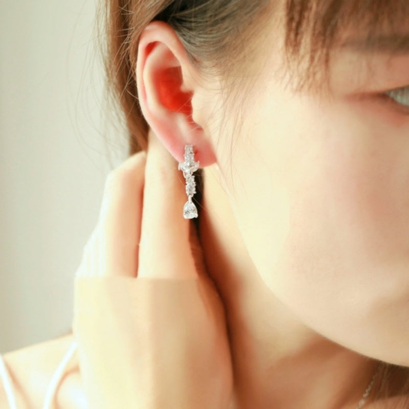 Simple Bridal Zircon Wedding Handmade Ornament Necklace And Earrings Suite maisonore shop