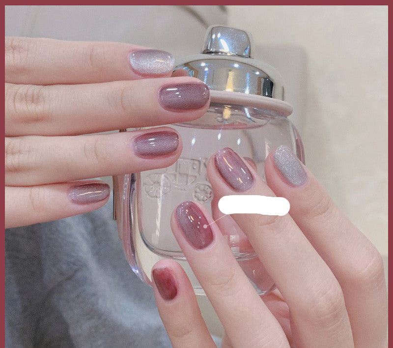 Milk Tea Crystal Stone Cat Eye Nail Polish Maisonore