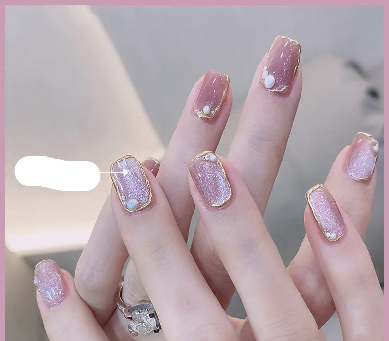 Milk Tea Crystal Stone Cat Eye Nail Polish Maisonore