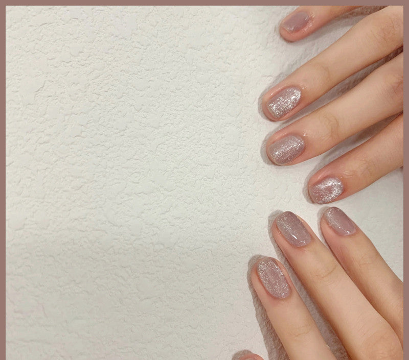 Milk Tea Crystal Stone Cat Eye Nail Polish Maisonore