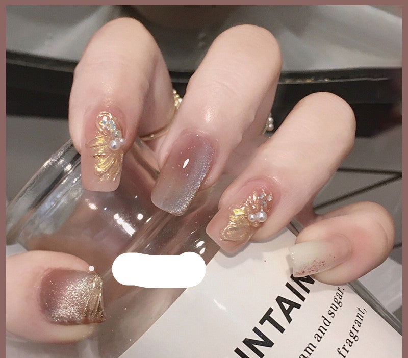 Milk Tea Crystal Stone Cat Eye Nail Polish Maisonore