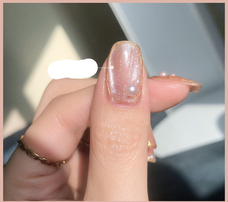 Milk Tea Crystal Stone Cat Eye Nail Polish Maisonore
