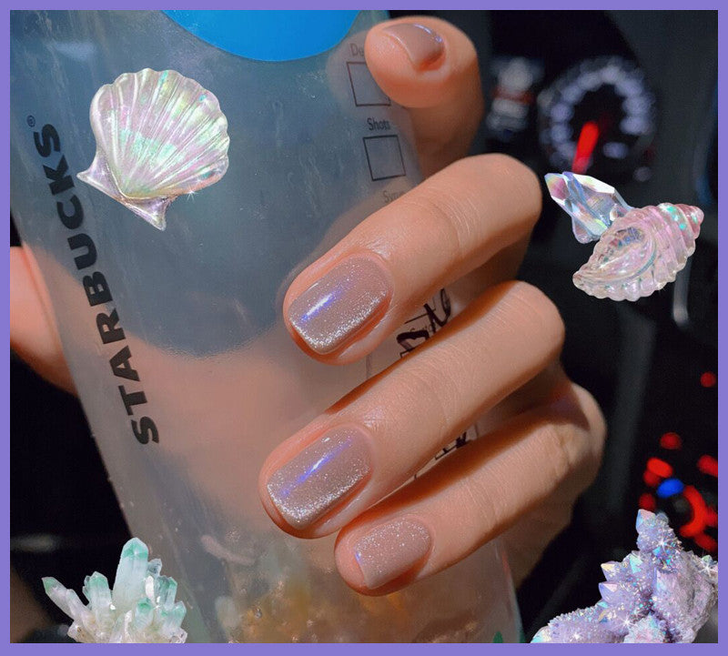 Milk Tea Crystal Stone Cat Eye Nail Polish Maisonore