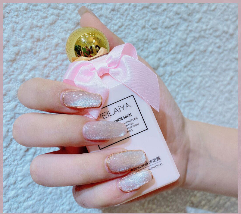 Milk Tea Crystal Stone Cat Eye Nail Polish Maisonore