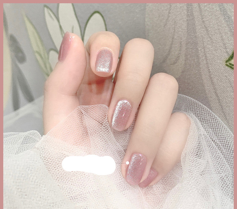 Milk Tea Crystal Stone Cat Eye Nail Polish Maisonore