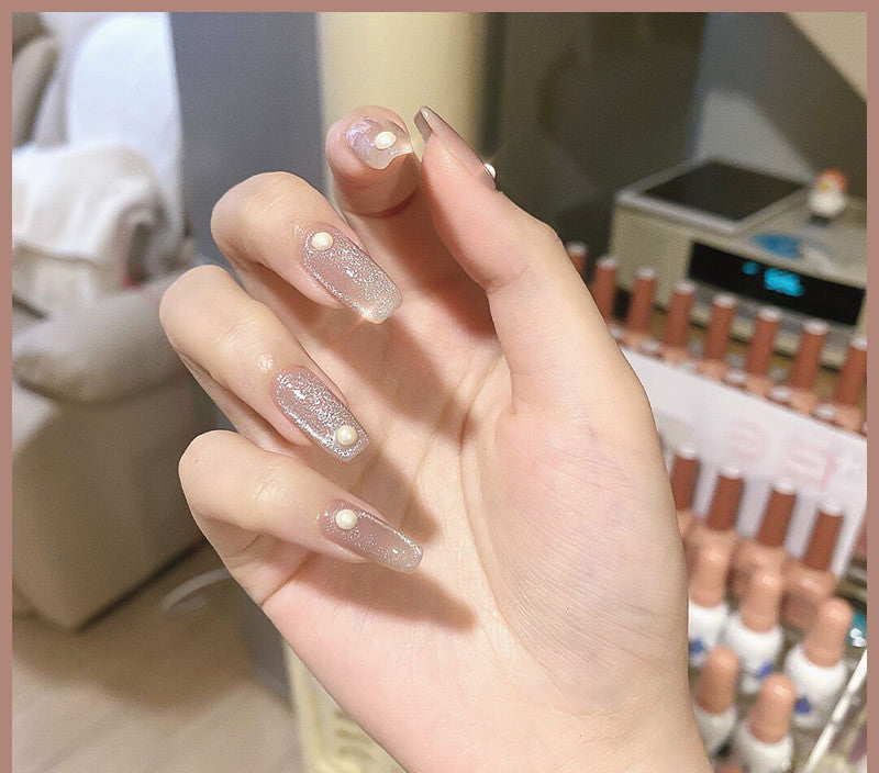 Milk Tea Crystal Stone Cat Eye Nail Polish Maisonore