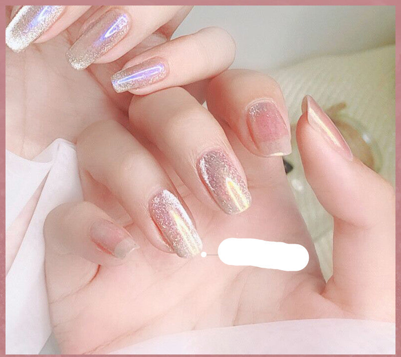 Milk Tea Crystal Stone Cat Eye Nail Polish Maisonore