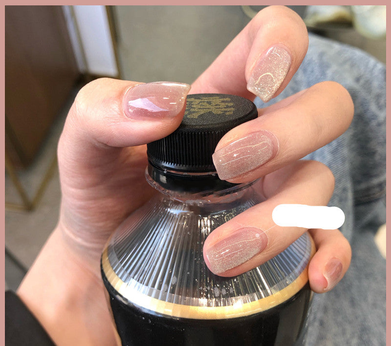 Milk Tea Crystal Stone Cat Eye Nail Polish Maisonore