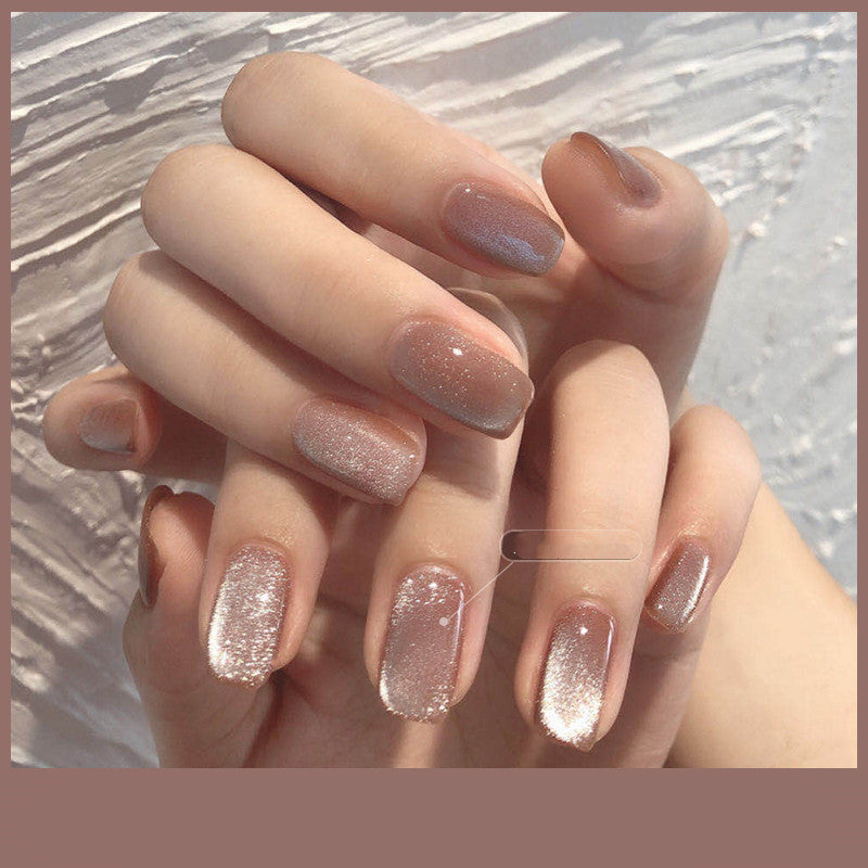 Milk Tea Crystal Stone Cat Eye Nail Polish Maisonore