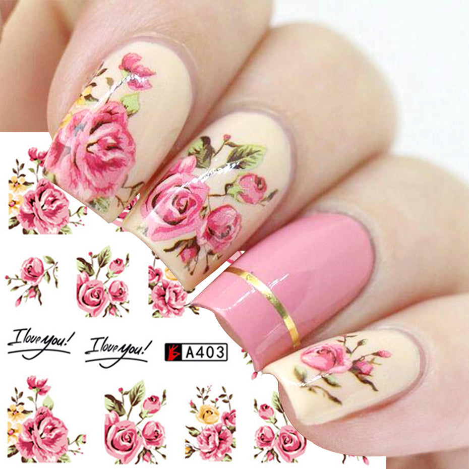 Nail Art Rose Nail Sticker Bowknot Lace Red Flower Nail Applique Eco-Friendly Nail Maisonore