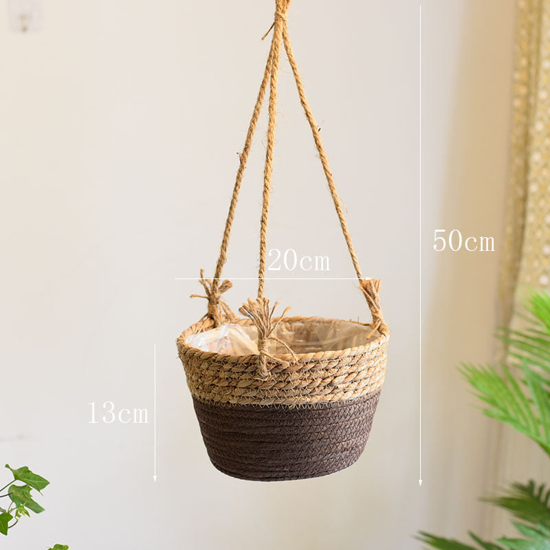 Straw Hanging Baskets, Flower Baskets, Woven Flower Pots, Rattan Baskets, Chlorophytum Potted Plants, Flower Baskets, Flower Pots, Bamboo Baskets, Flower Baskets Maisonore