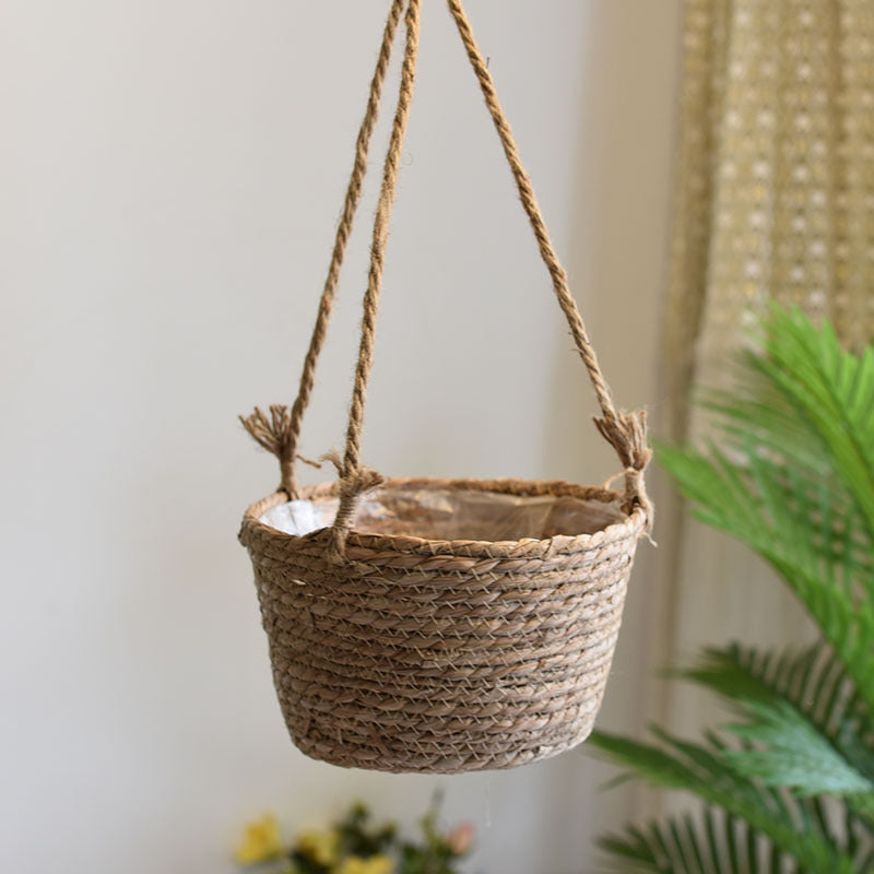 Straw Hanging Baskets, Flower Baskets, Woven Flower Pots, Rattan Baskets, Chlorophytum Potted Plants, Flower Baskets, Flower Pots, Bamboo Baskets, Flower Baskets Maisonore