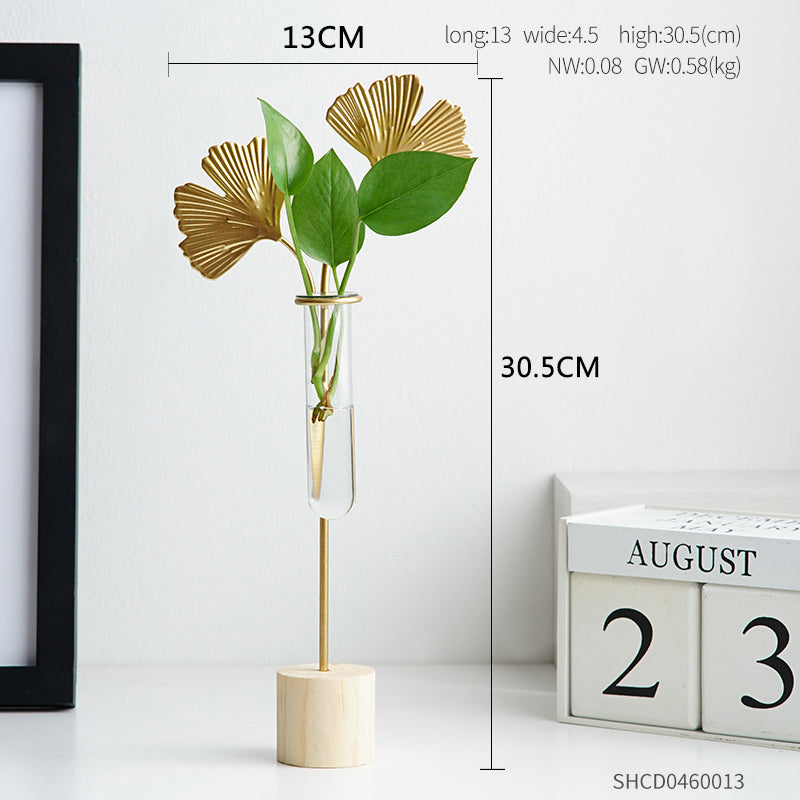 Nordic Home Golden Wrought Iron Ornaments, Test Tube Vases, Small Decorative Ornaments On Office Desks Maisonore