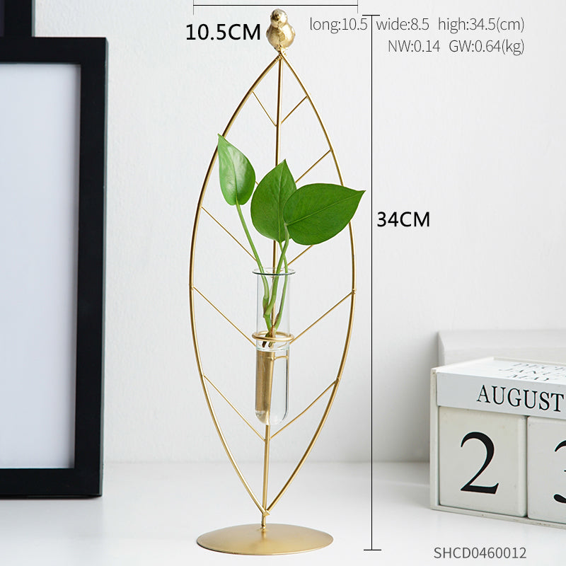 Nordic Home Golden Wrought Iron Ornaments, Test Tube Vases, Small Decorative Ornaments On Office Desks Maisonore