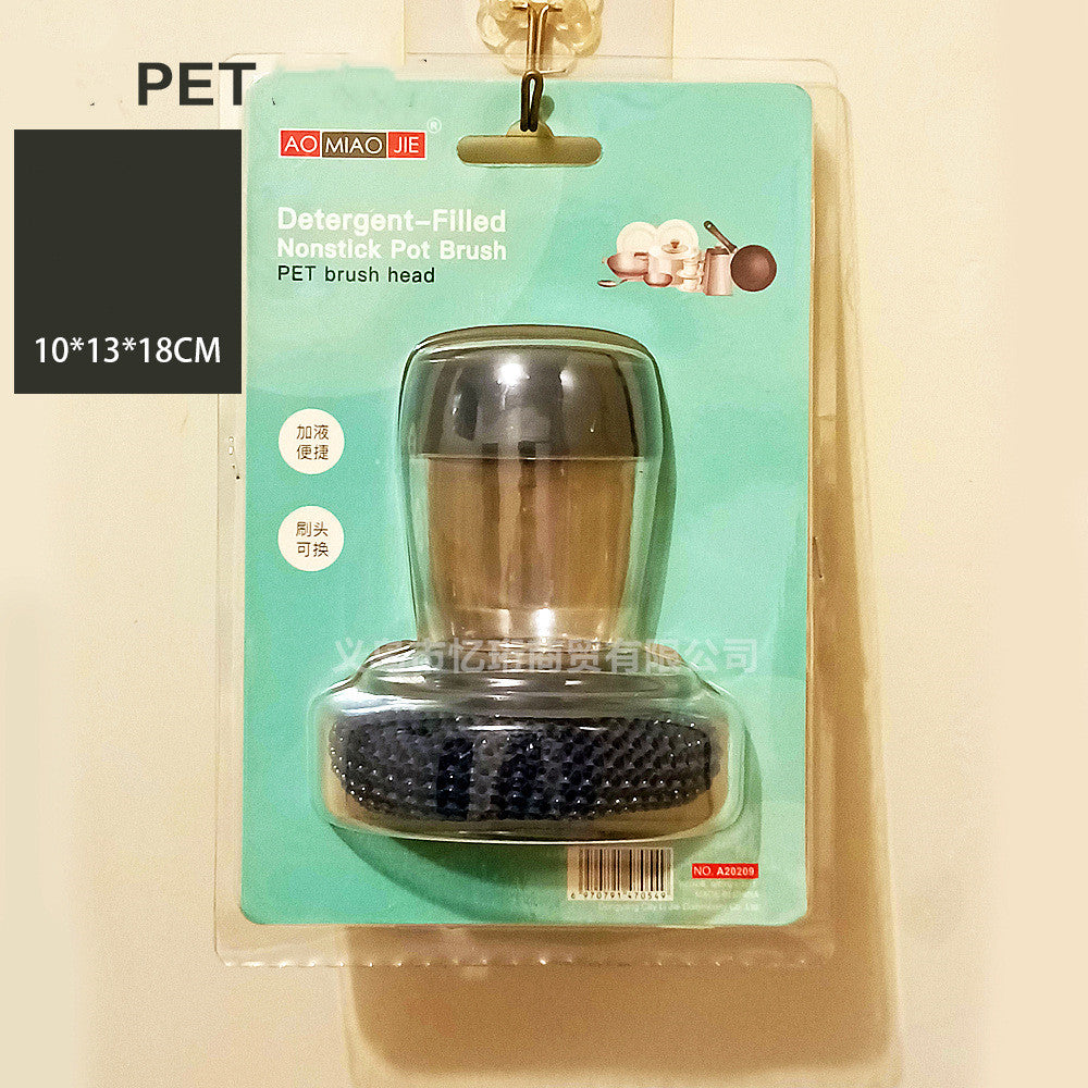 Kitchen Soap Dispensing Palm Brush Cleaner Push-type Brush Kitchen Detergent Tools Maisonore