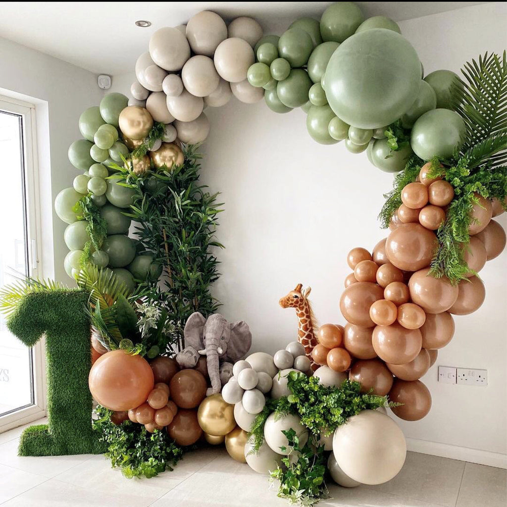 153pcs Green Balloons Garlands Wild One Birthday Animals Ballon Jungle Maisonore