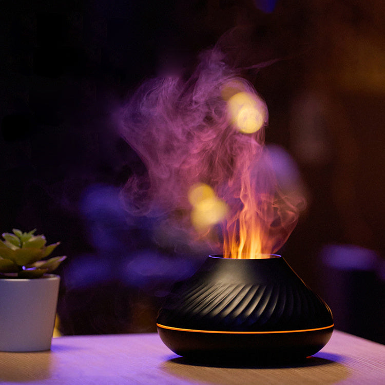 Newest RGB Flame Aroma Diffuser 130Ml 3d Colorful Flame Humidifier Fire Volcano Diffuser Flame Maisonore