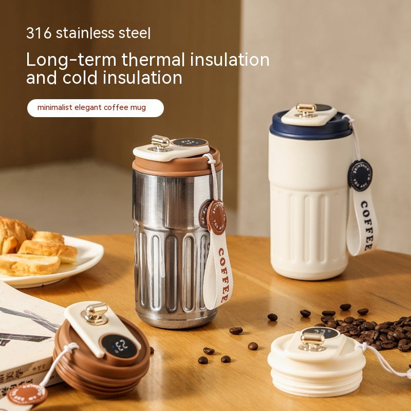 Smart Digital Thermal Bottle Portable Coffee Mug Stainless Steel Water Bottle In-Car Insulated Cup Keep Cold Vacuum Flasks 450ml Maisonore
