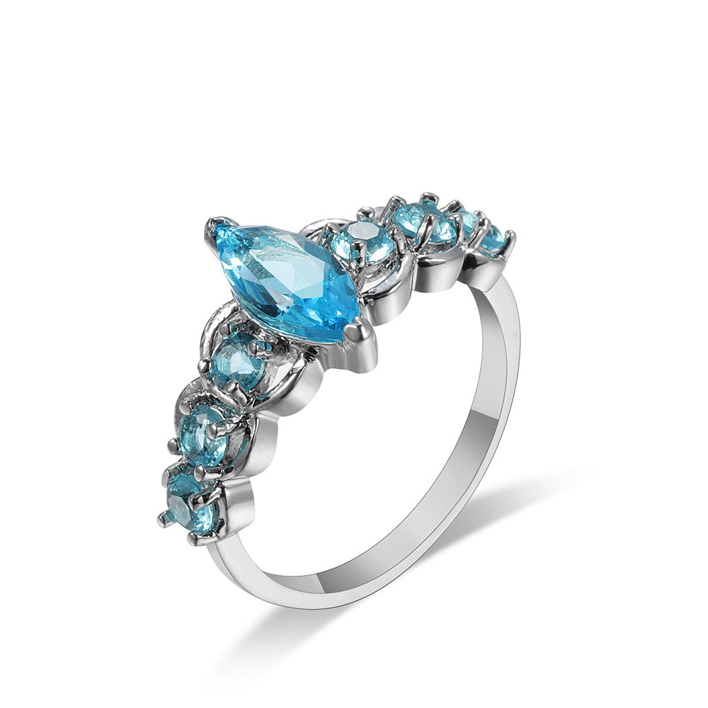 Ocean Blue Zircon Simple And Versatile Copper Ring Maisonore