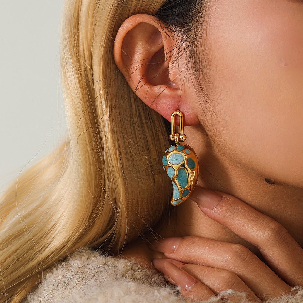 Elegant Drop-shaped Design Earrings U-shaped Buckle Stainless Steel Drop Oil Maisonore