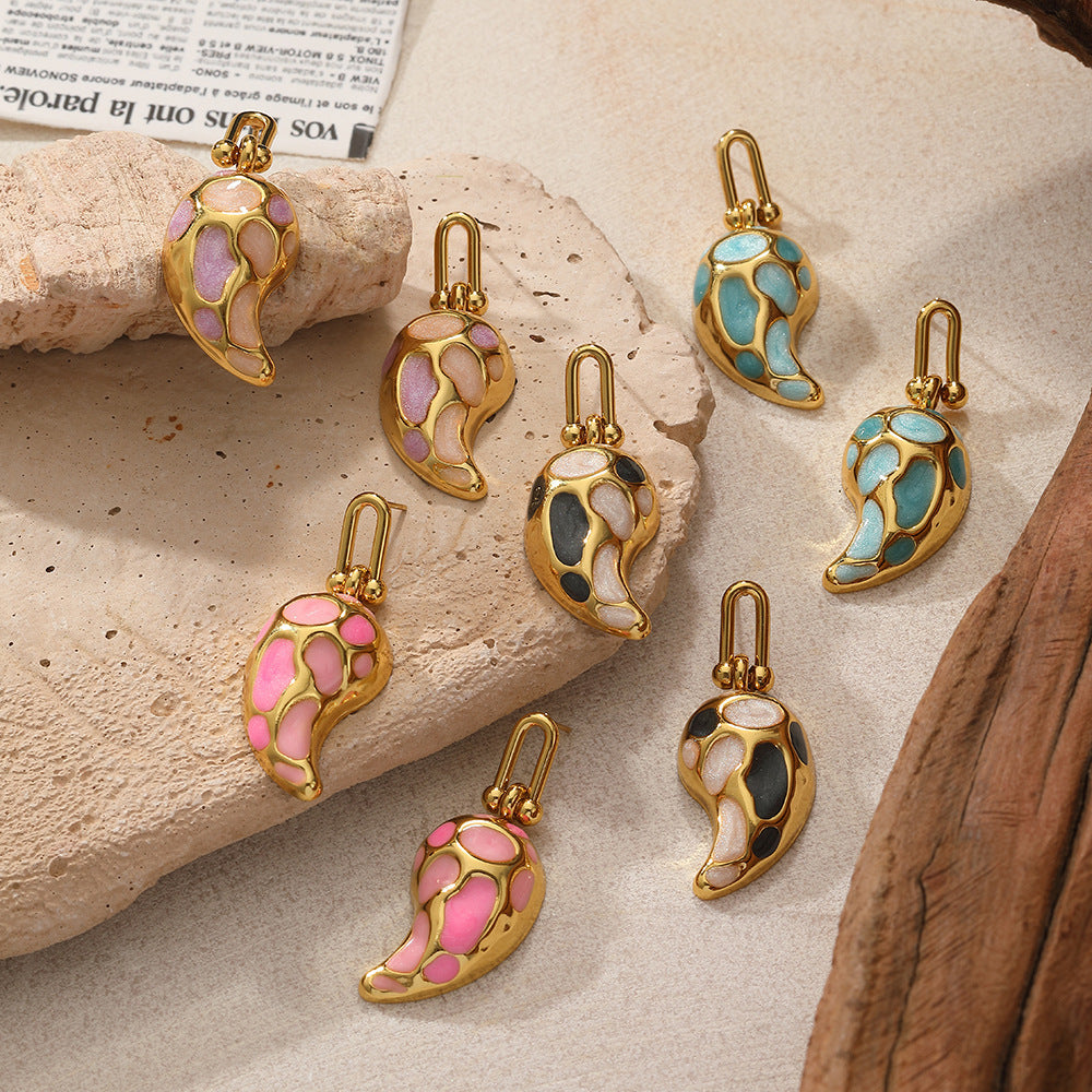 Elegant Drop-shaped Design Earrings U-shaped Buckle Stainless Steel Drop Oil Maisonore