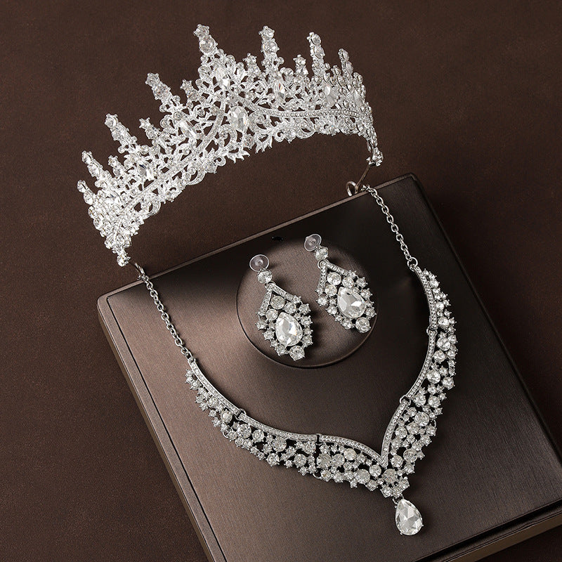 Retro Atmospheric Rhinestone Birthday Crown Hair Accessories Three-piece Suit maisonore shop