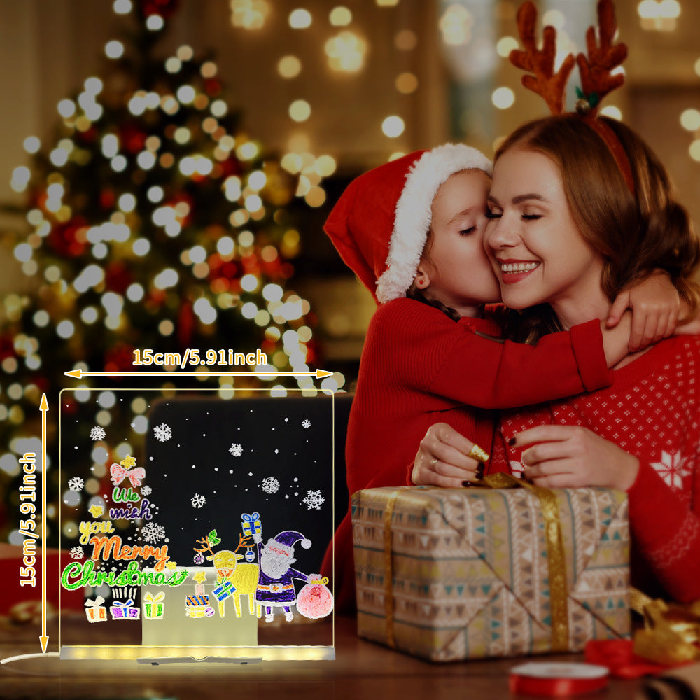 LED Acrylic Drawing Board DIY Erasable Luminous Writing Boards With Stand USB Plug Message Board With NightLight Maisonore