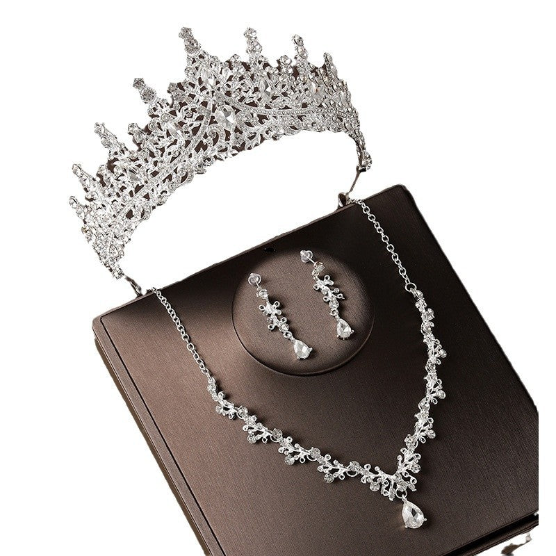 Retro Atmospheric Rhinestone Birthday Crown Hair Accessories Three-piece Suit maisonore shop