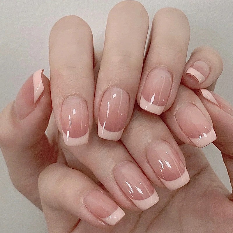 Oblique French Simple Wearing Manicure Finished Fake Nails Maisonore