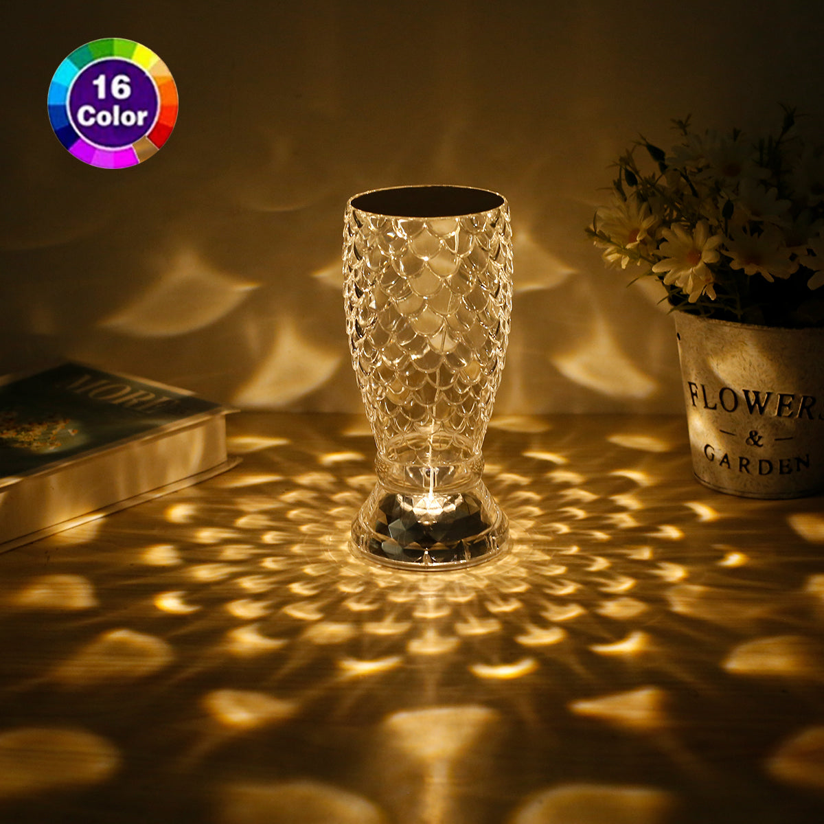 Fish Scale Lamp With USB Port LED Rechargeable Touch Night Light Crystal Lamp For Bedroom Living Room Party Dinner Home Decor Creative Lights eprolo