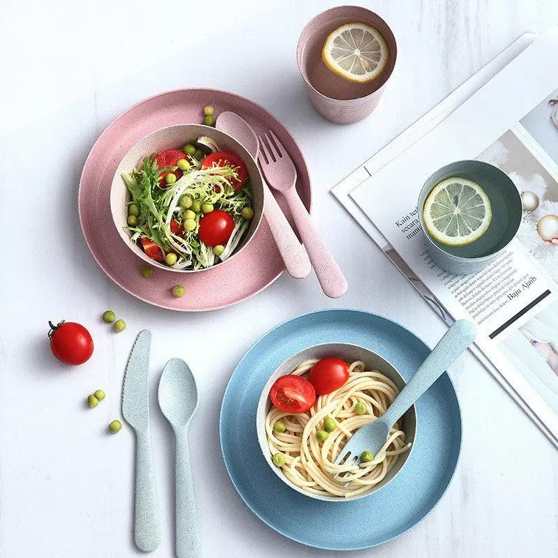 Wheat Straw Cutlery Set, Cups, Dishes, Forks, Spoons, Drop-Proof Dishes Wholesale Maisonora