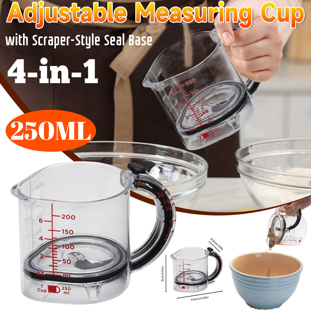 4-In-1 Adjustable Measuring Cup Multi-Functional Measuring Cup With Scraper-Style Seal Base Measurings Cube Cups For Cooking Maisonore
