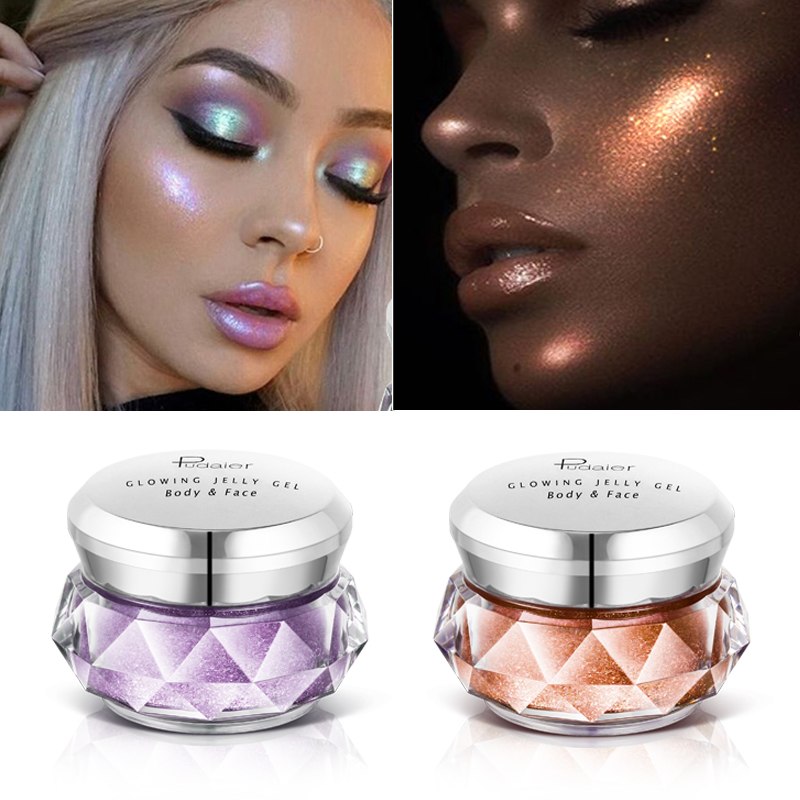 Face Highlighter Jelly Gel Mermaid Eyeshadow Glow Body Glitter Festival Makeup Iluminador Gold Liquid Highlighter Bronzer Maisonore